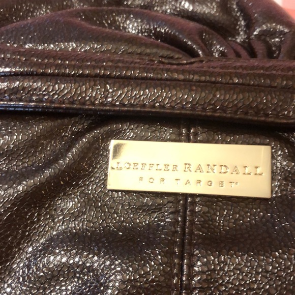 Loeffler Randall Handbag Chocolate Metallic Purse Heavy Gold Chain Link Strap - Picture 5 of 9